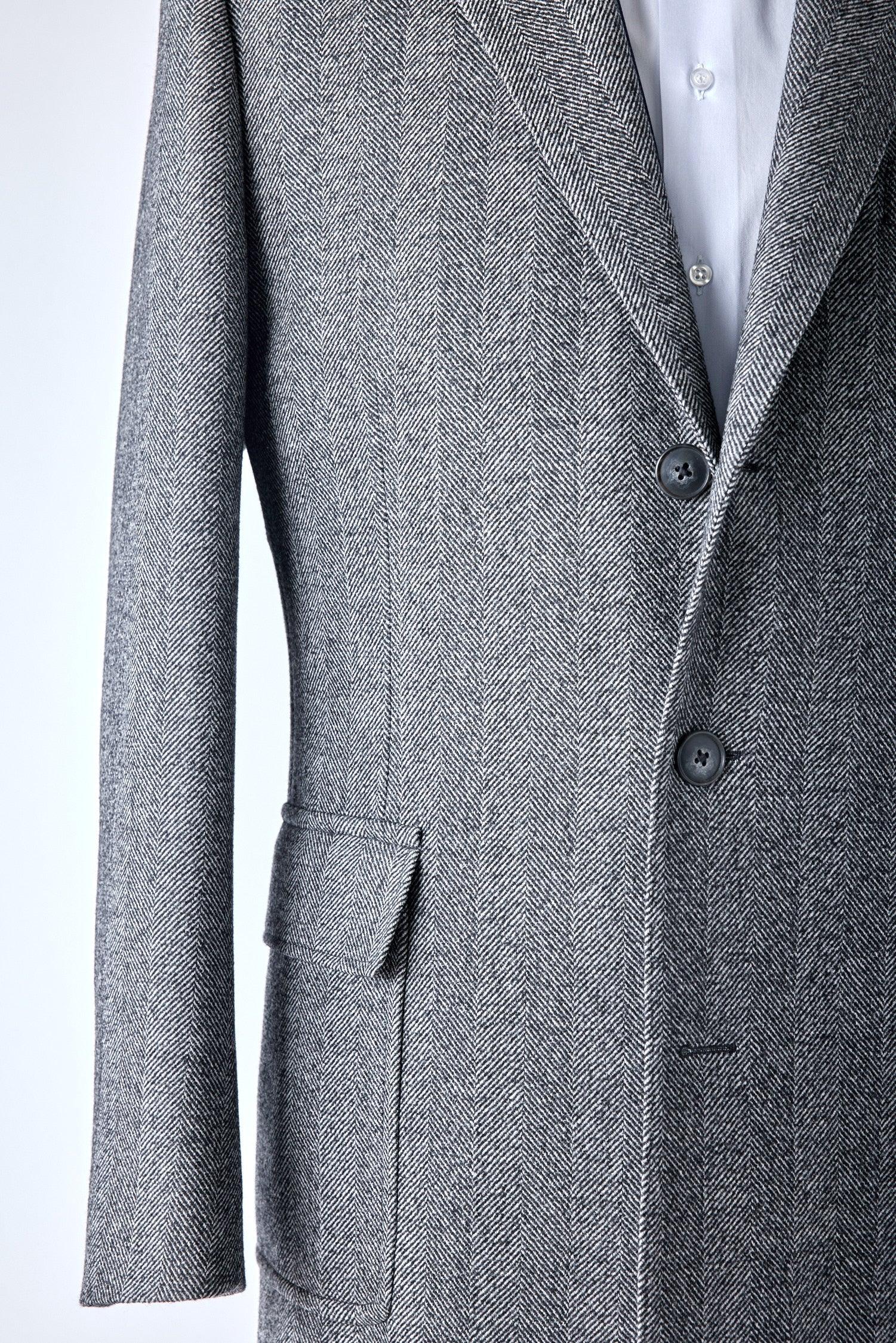 Peak Lapel Herringbone Overcoat - Image 3