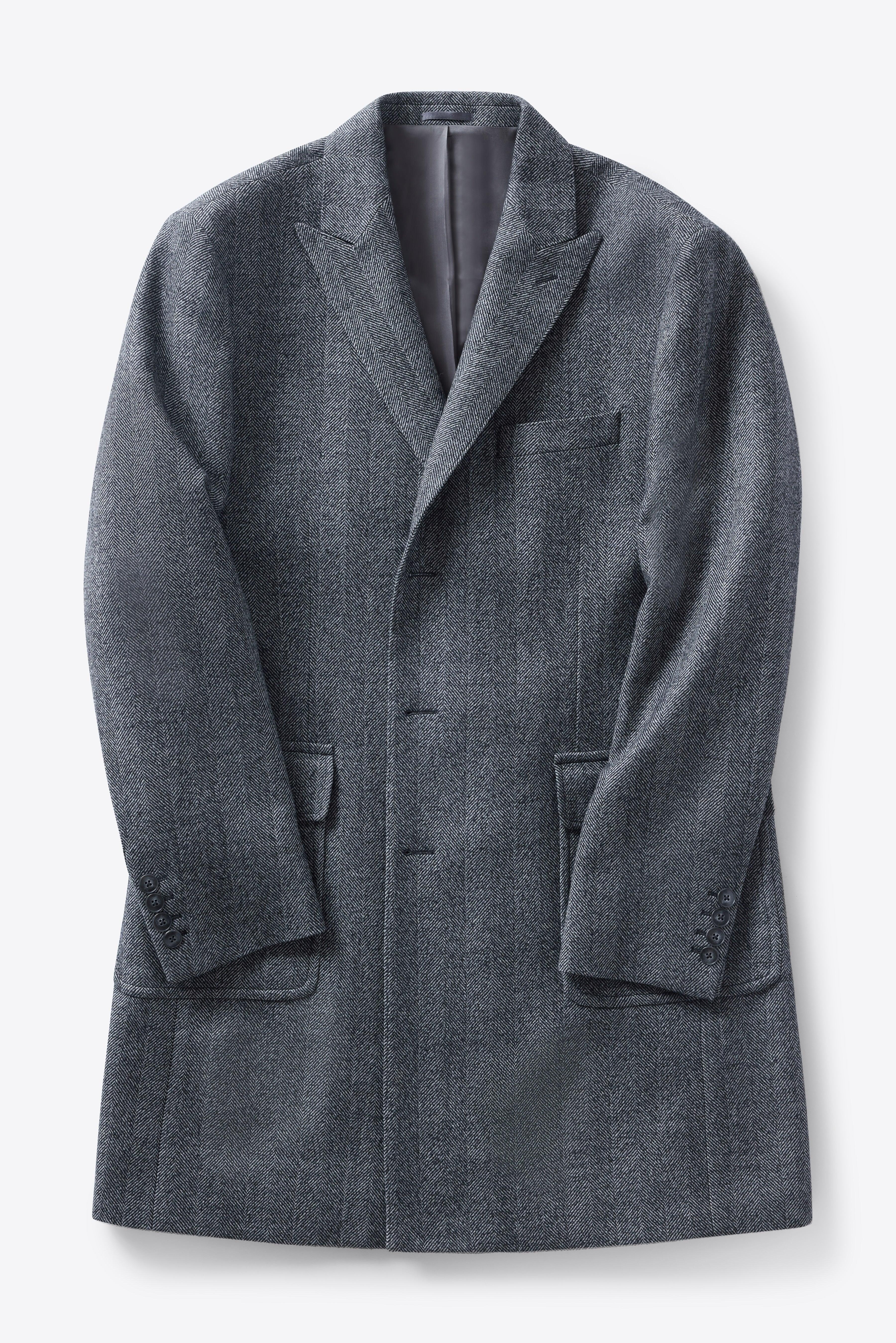 Peak Lapel Herringbone Overcoat - Image 4