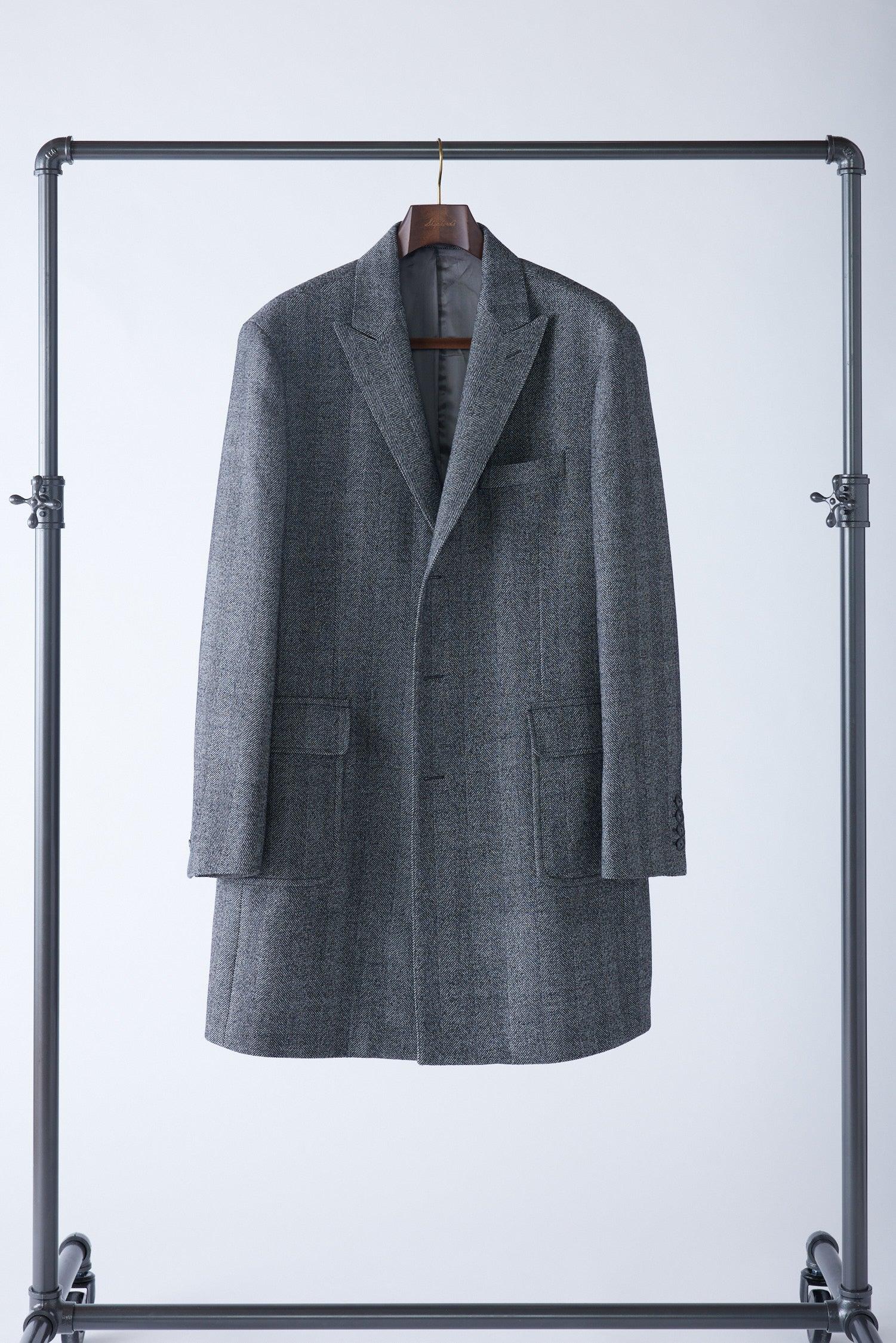 Peak Lapel Herringbone Overcoat - Image 5