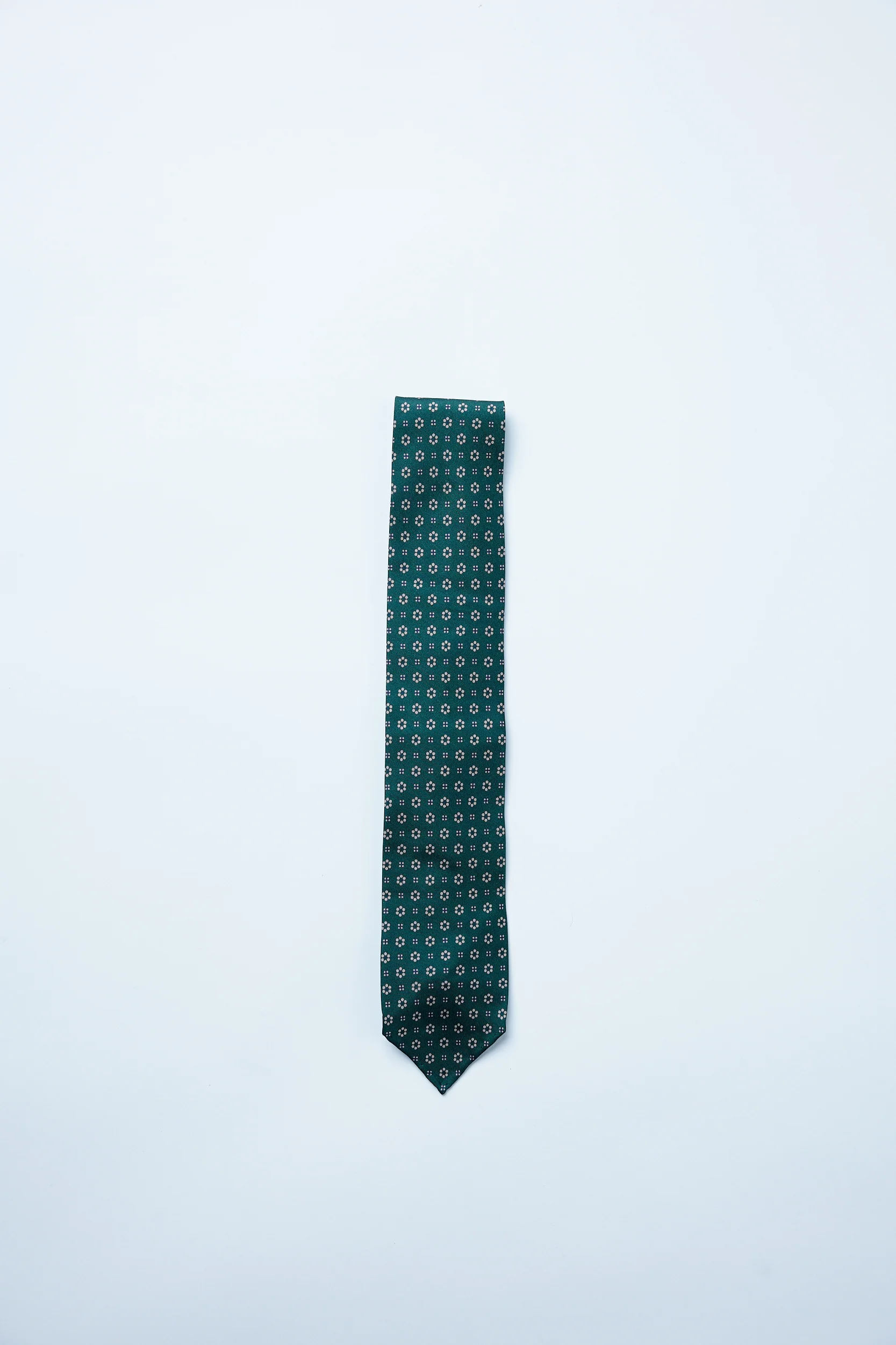 Floral Printed Silk Tie-Green