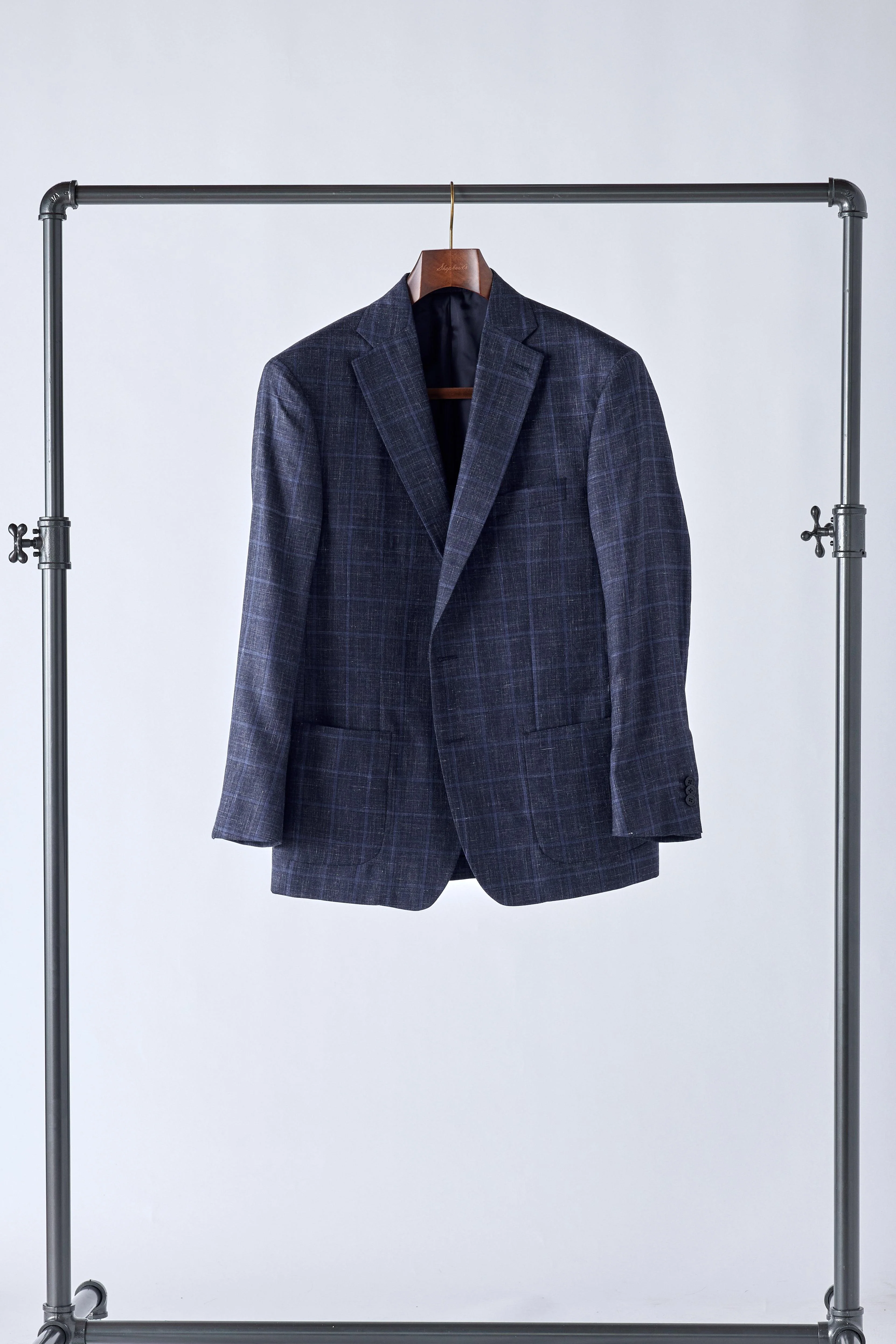 Signature Blue Check Cashmere-Silk Jacket - Image 5