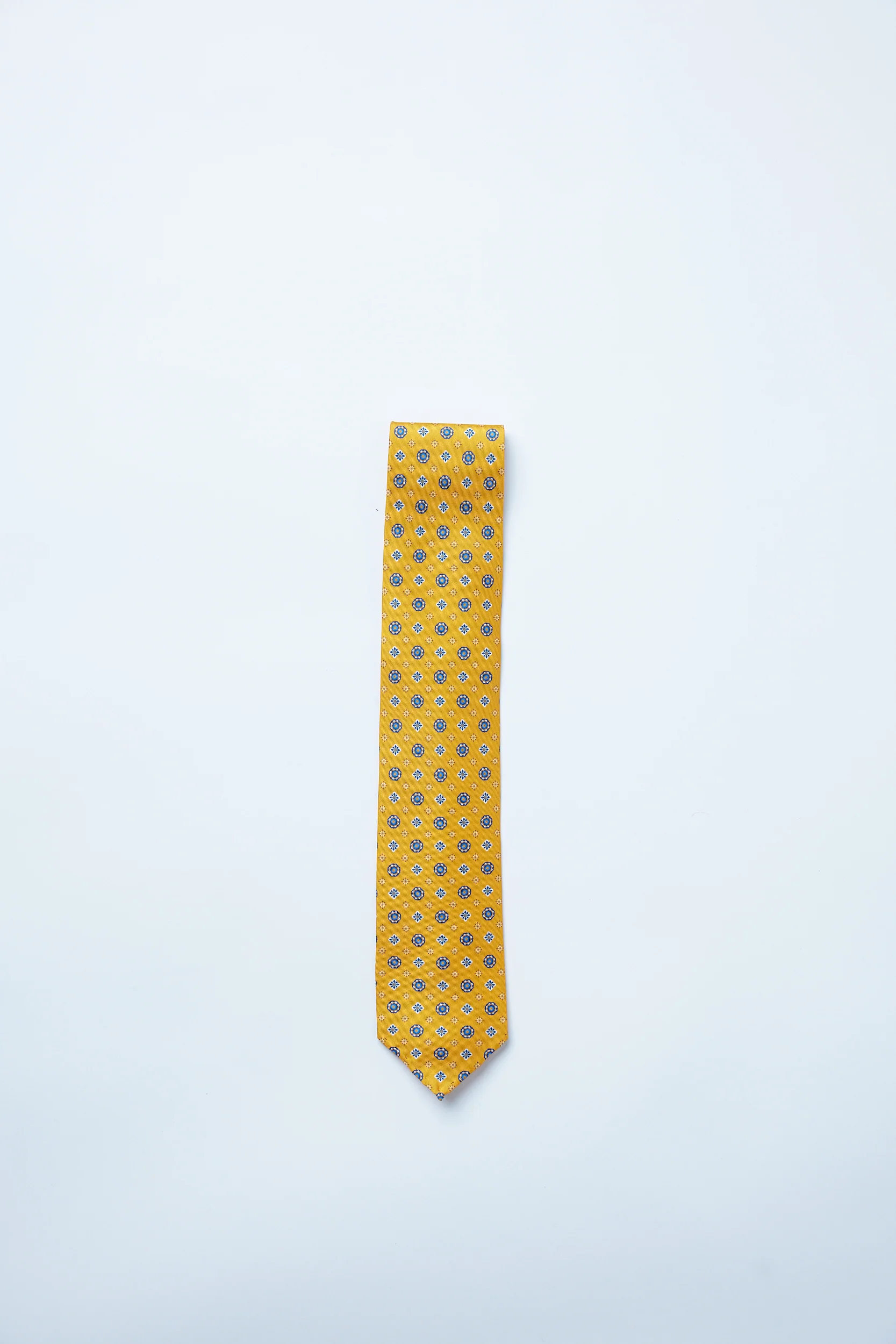 Floral Printed Silk Tie-Yellow